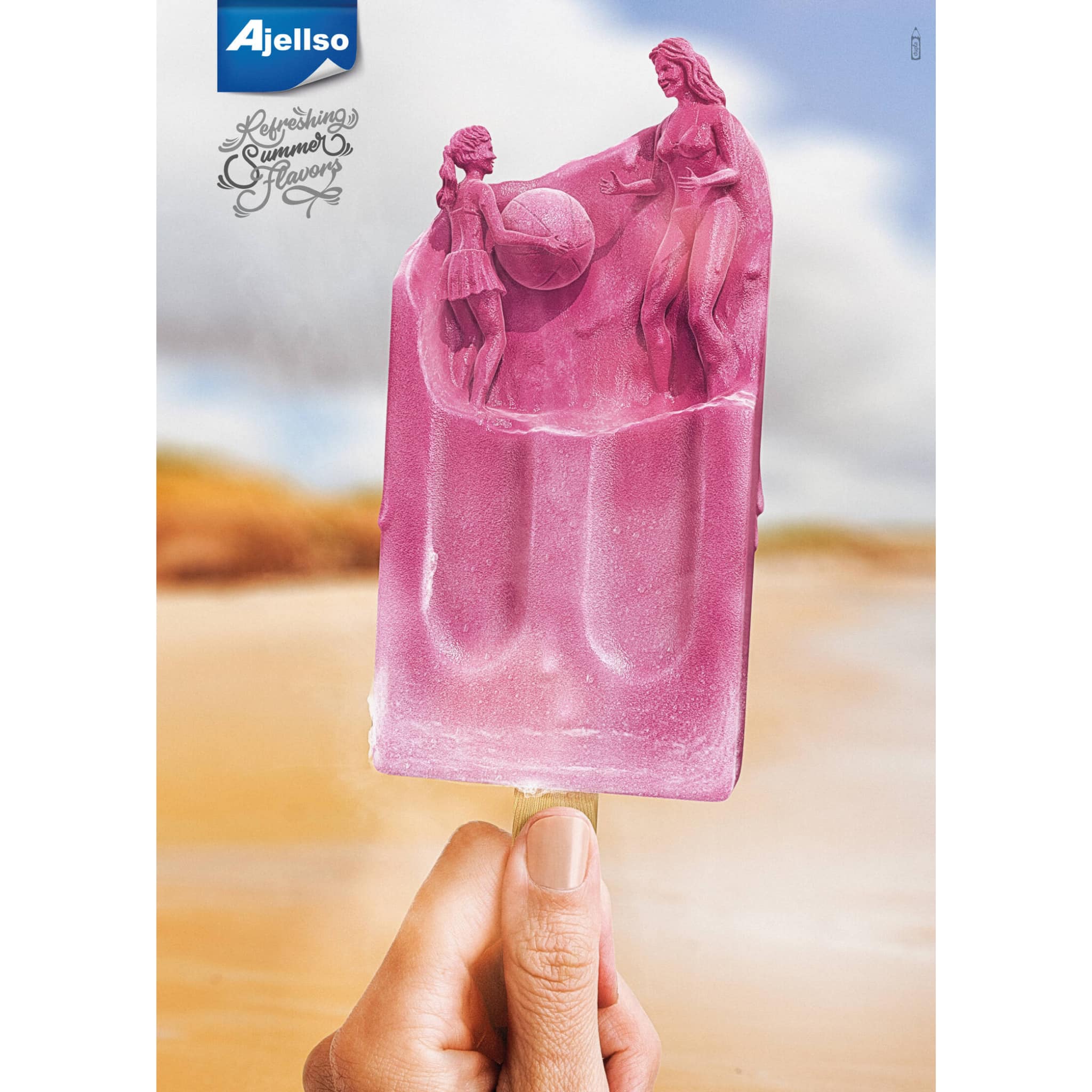 Ajellso - Refreshing Summer Flavors: Chiến dịch giới thiệu kem với thiết kế mô phỏng các hoạt động vui chơi tại bãi biển