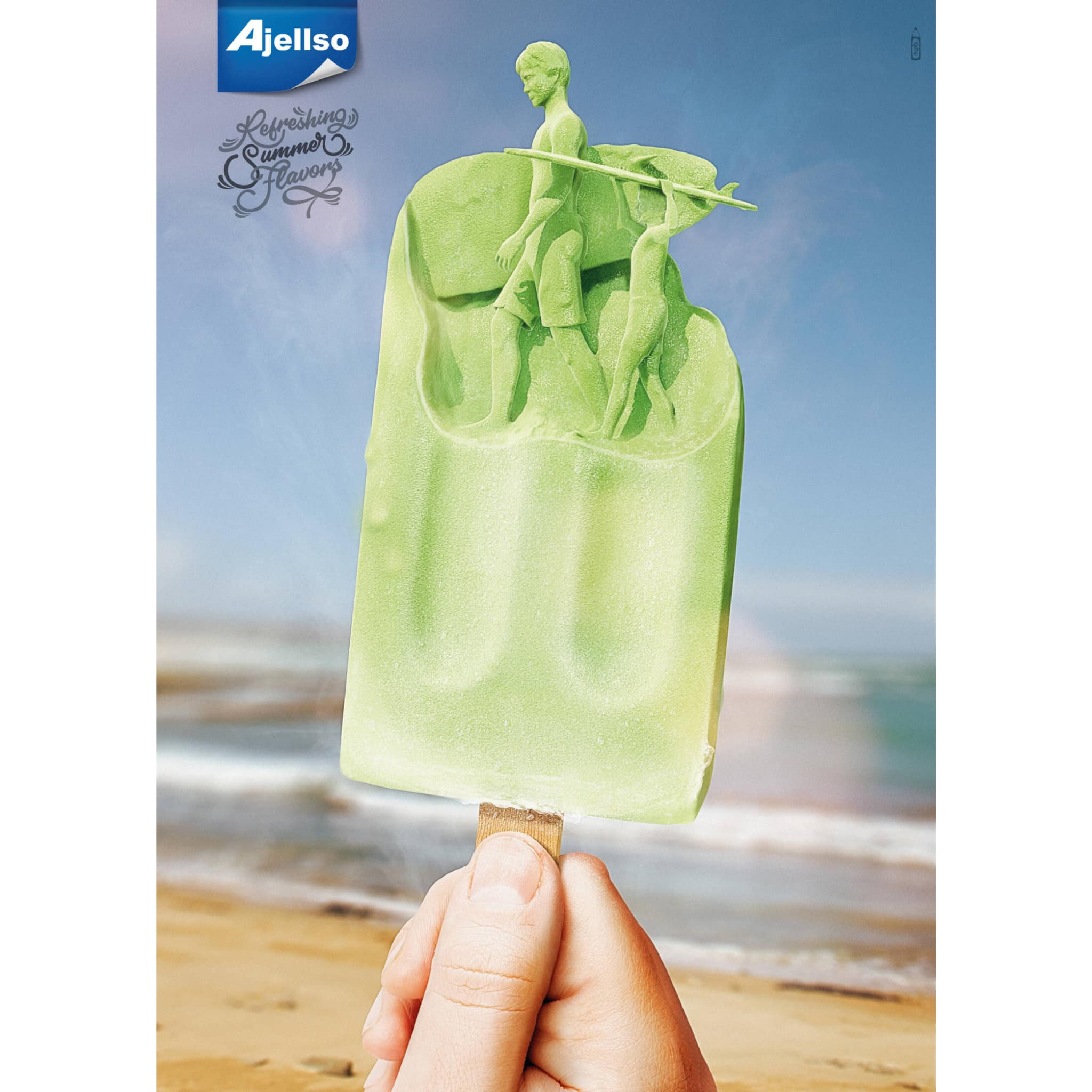 Ajellso - Refreshing Summer Flavors: Chiến dịch giới thiệu kem với thiết kế mô phỏng các hoạt động vui chơi tại bãi biển