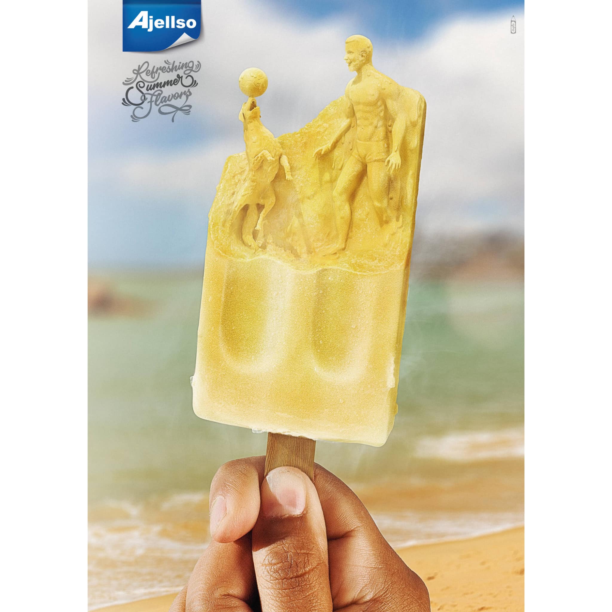 Ajellso - Refreshing Summer Flavors: Chiến dịch giới thiệu kem với thiết kế mô phỏng các hoạt động vui chơi tại bãi biển