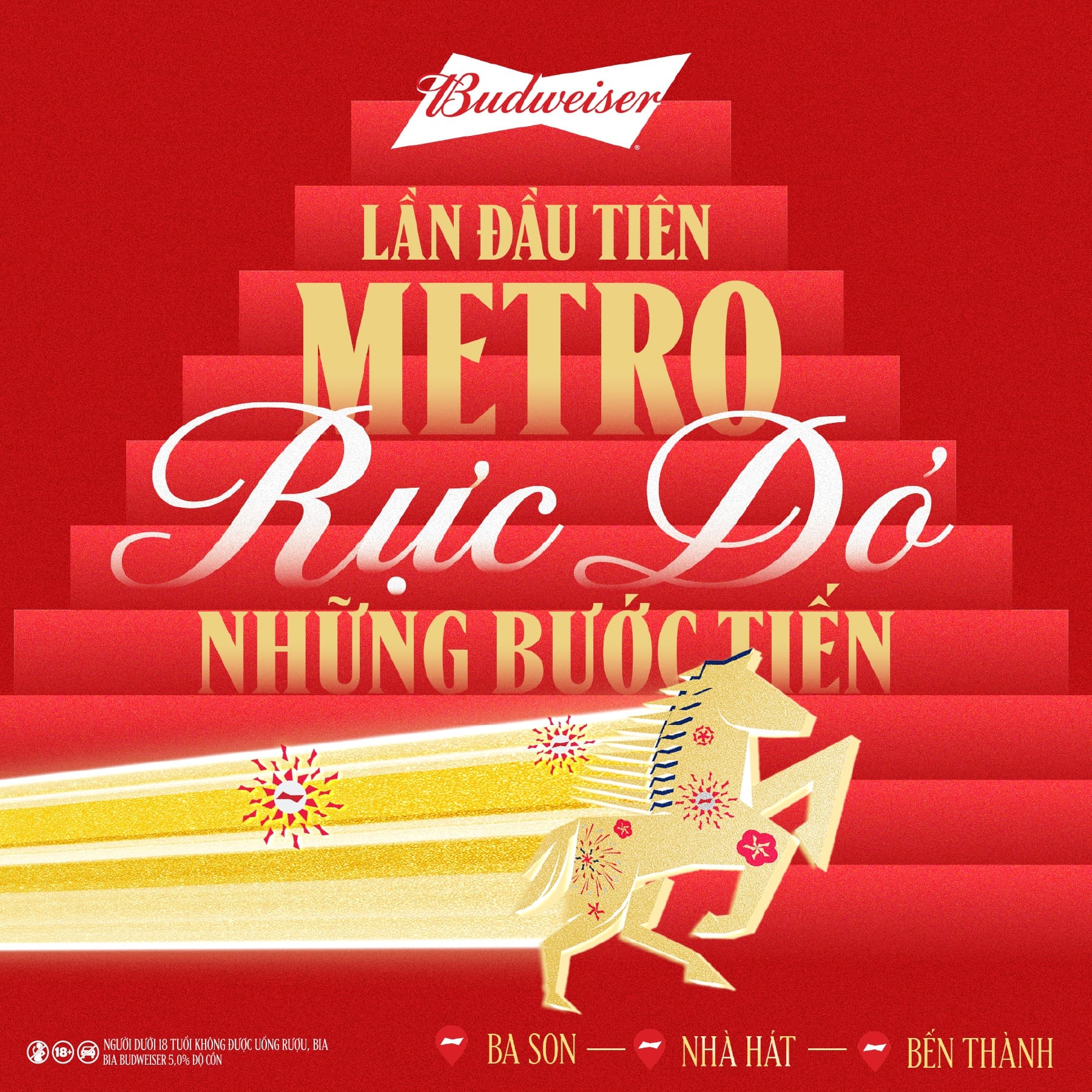 Budweiser phủ đỏ Metro với thông điệp “Bật nắp Tết đỏ, Mừng mọi bước tiến”